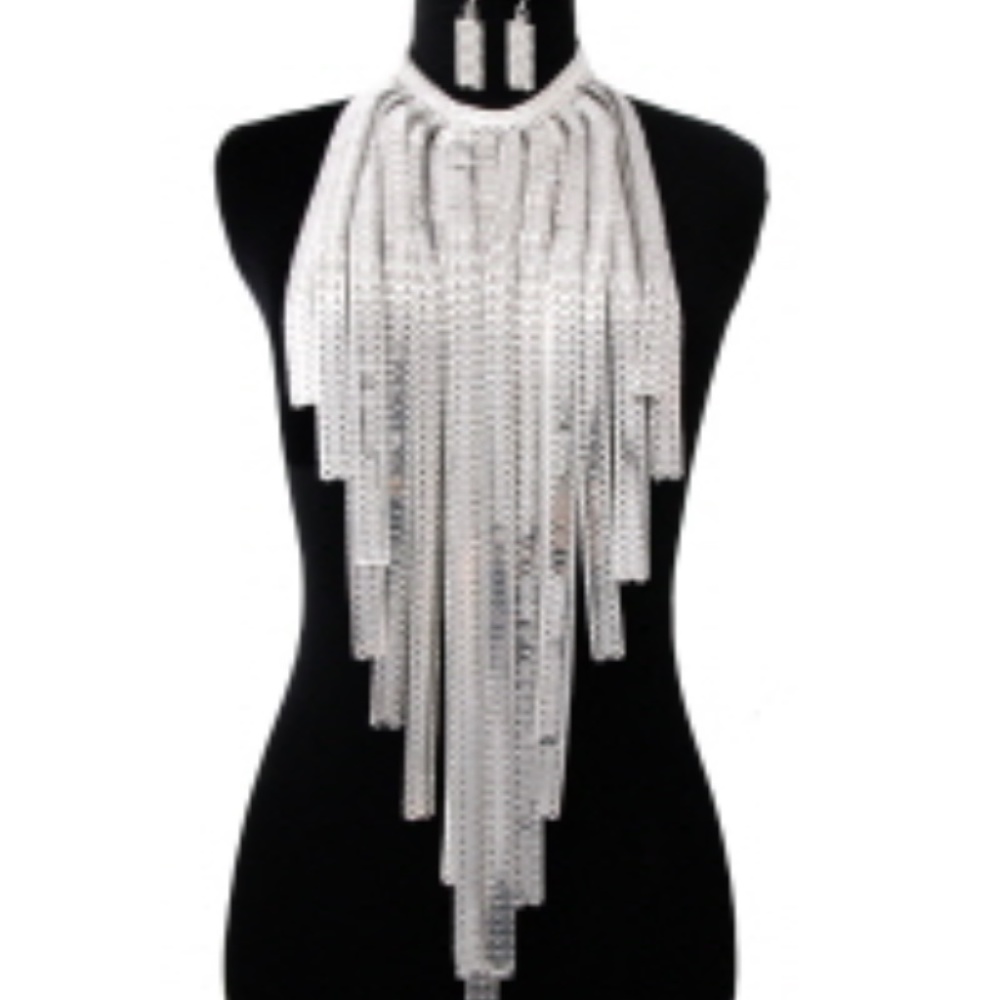 Silver Drop Statement Necklace
